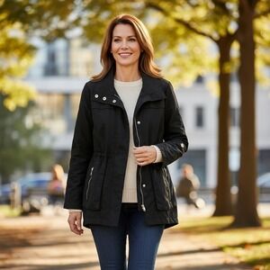 Seven7 Jacket Womens Medium Hooded Nylon‎ Zip Parka Windbreaker 5809LNL